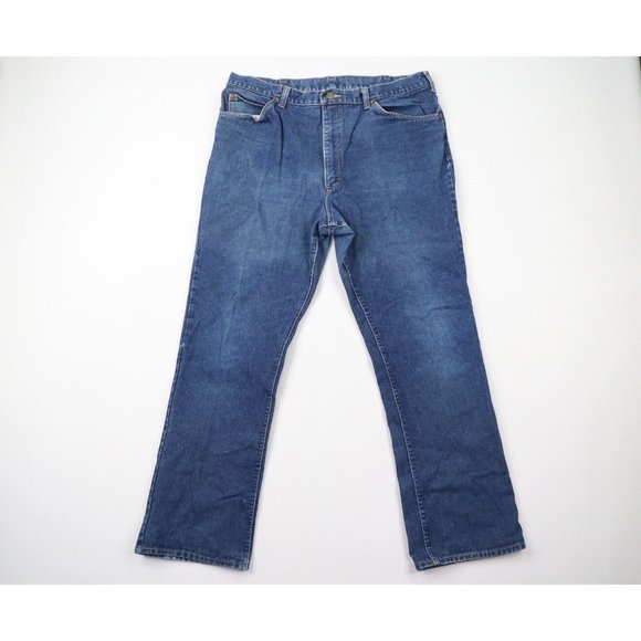 Vintage 80s Streetwear Mens 38x32 Distressed Flared Wide Leg Denim Jeans USA